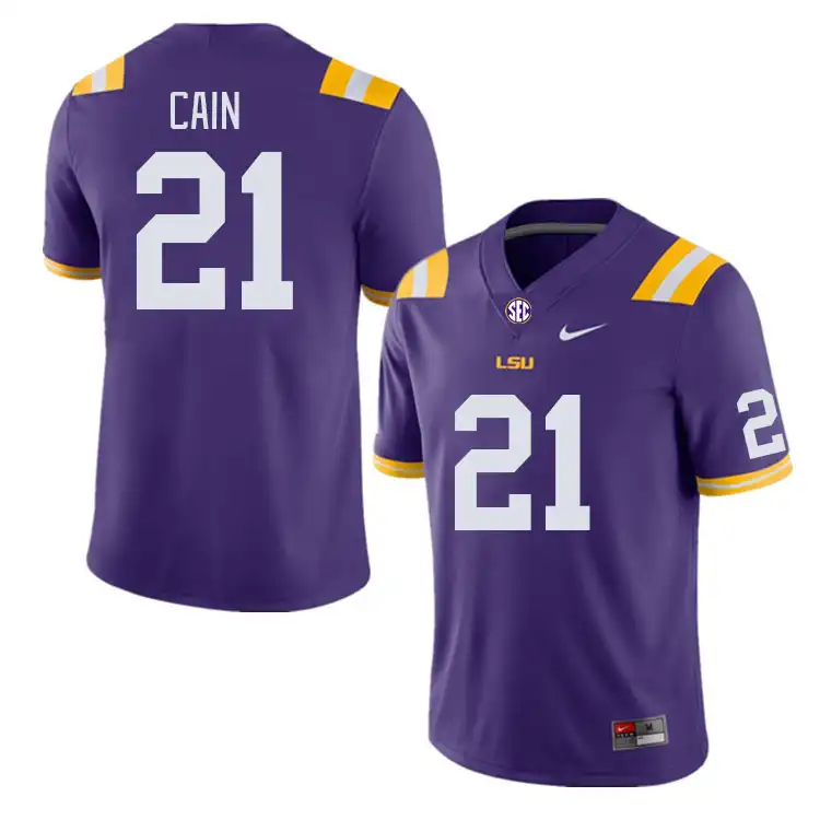 Men's LSU Tigers Noah Cain #21 Purple NCAA Football Jersey